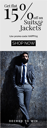 Get upto 15% off on suits and jackets
